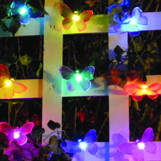 butterfly lights on fence