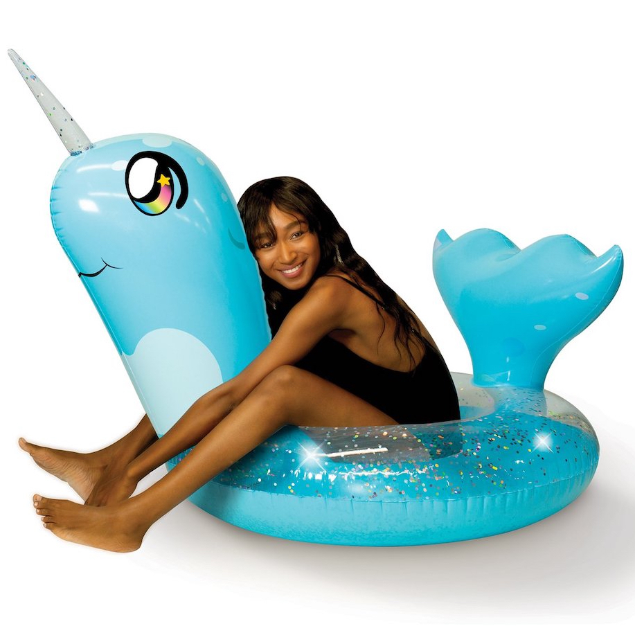 Narwhal Glitter Inflatable Swimming Pool Tube Float